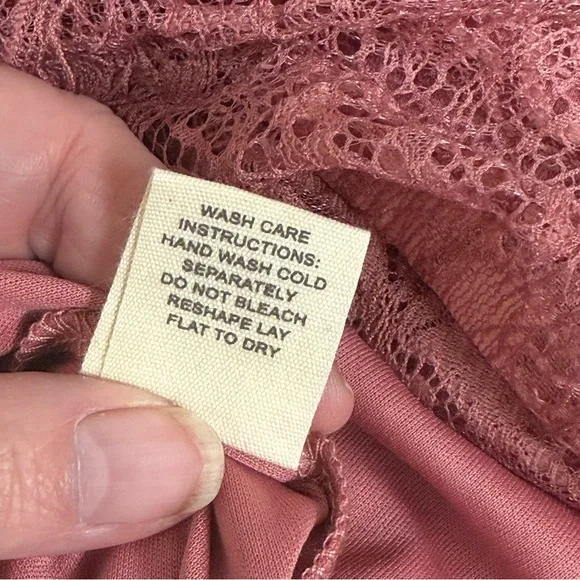 Paper + Tee Dusty Rose Lace Halter Top Keyhole Back Romantic Boho XL - Picture 7 of 8